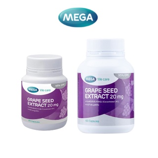 Mega Grape Seed Extract 60 เม็ด ช่วยให้ ผิวขาวเนียนใส ขาวอมชมพู ลดเส้นเลือดขอด