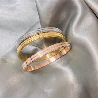 กำไลพร้อมส่ง พ่นทราย กำไล 18k Gold กำไลข้อมือ งานไทเทเนี่ยมเคลือบทองเค