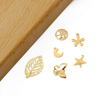 CHARMS จี้สร้อยคอสีทอง 18 K 5 ชิ้น 8-27 มม .