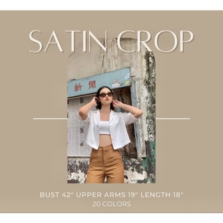 ของใหม่ แท้ 💯 Satin crop เสื้อครอป็าซาติน ผ้าหนาอย่างดี ของแบรนด์ fashion_store