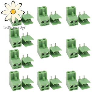 10 ชิ้น 5.08มม.Pitch 2Pin Plug-In อุปกรณ์สกรูเชื่อมต่อ Pcb Terminal Block เชื่อมต่อมุมขวา