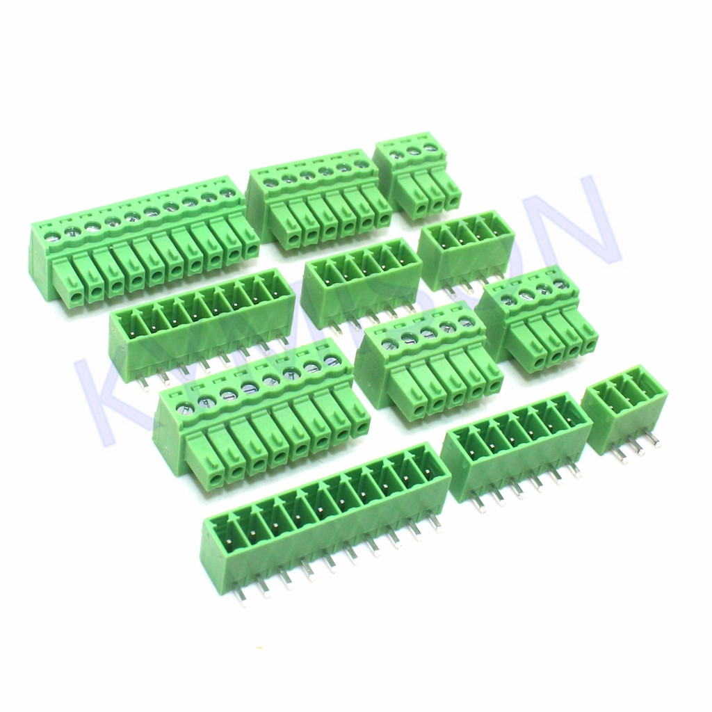 10 ชุด KF2EDG 3.81MM PCB Pluggable Terminal Block Connector 2P3P4P5P6P7P8P9P10P Bend เข ็ ม Pin KF15EDG-3.81 สีเขียว Terminal