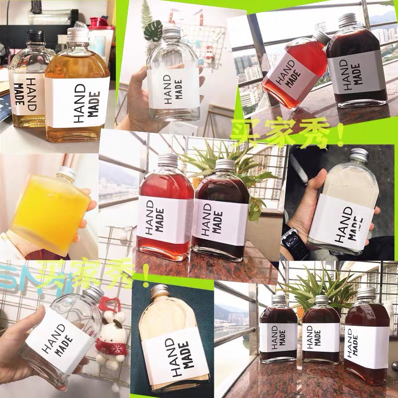 ขวดแก้ว ขวดแบน พร้อมฝาปิด มี 2ขนาด 350ML , 500ML