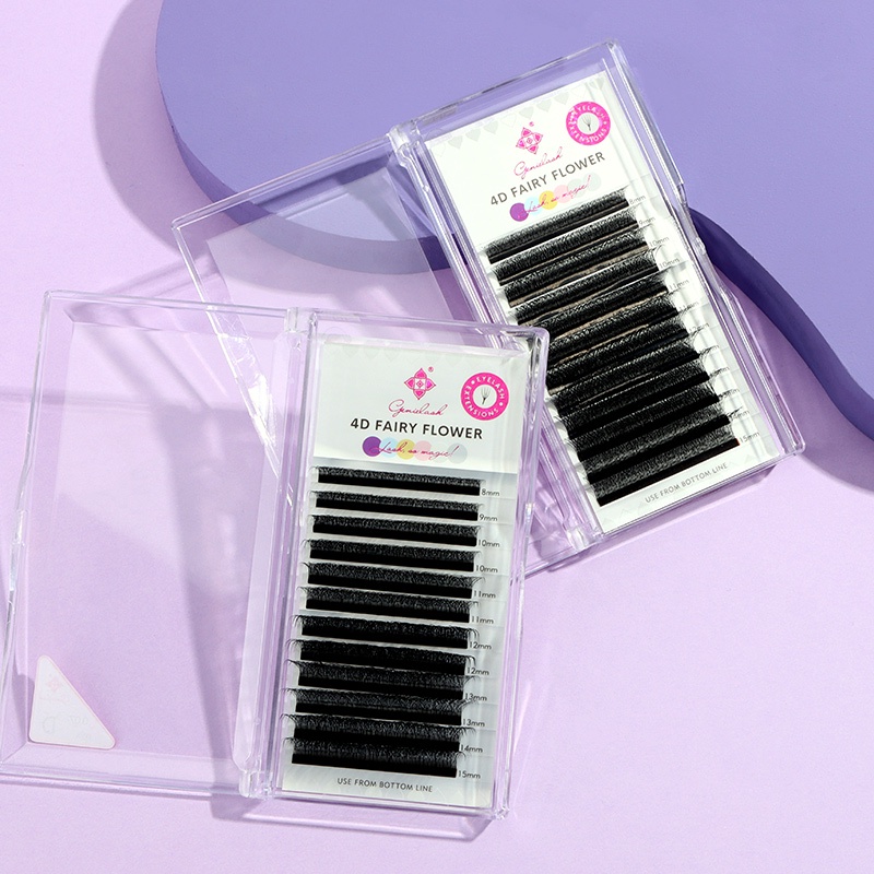 Genielash 4D W Shape ขนตาปลอม ขนมิงค์ นุ่ม พรีเมี่ยม หนา 0.07