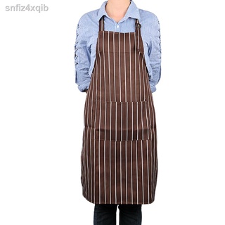 Adult Black Stripe Bib Cooking Apron With Pockets Cotton Home Kitchen Chef Restaurant Waiter Aprons Fashion for Cooking