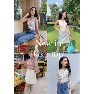 Arthitaya brand (Top Kiko เสื้อครอปพอดีเอวแต่งโบวงผูกเอว)