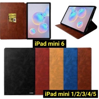 เคสหนังฝาพับ สำหรับ iPad mini 6   iPad mini 1/2/3   iPad mini 4/5 มีช่องใส่นามบัตร เรียบหรู