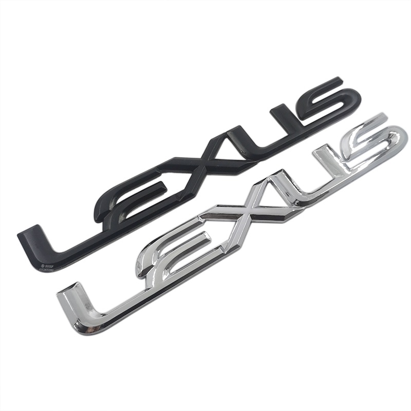 1 x ABS Black Chrome LEXUS Letter Logo Car Auto Decorative Emblem Badge Sticker Decal สําหรับ LEXUS
