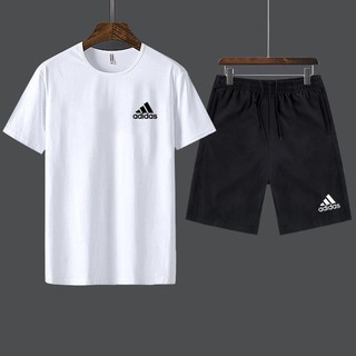 ชุดกีฬาผู้ชาย adidas ออกกำลังกายเล่นกีฬา เนื้อผ้าดีมากๆ ใส่สบายระบายอากาสได้ดี เซต 2ชิ้น กางเกง+เสื้อ M98