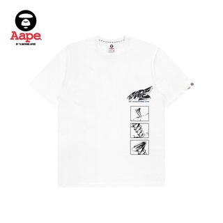 เสื้อยืดผ้าฝ้ายพิมพ์ลายแฟชั่นAape เสื้อยืดคอกลม แขนสั้น พิมพ์ลายตัวอักษร สีพื้น แฟชั่นฤดูใบไม้ร่วง และฤดูหนาว สําหรับผู้