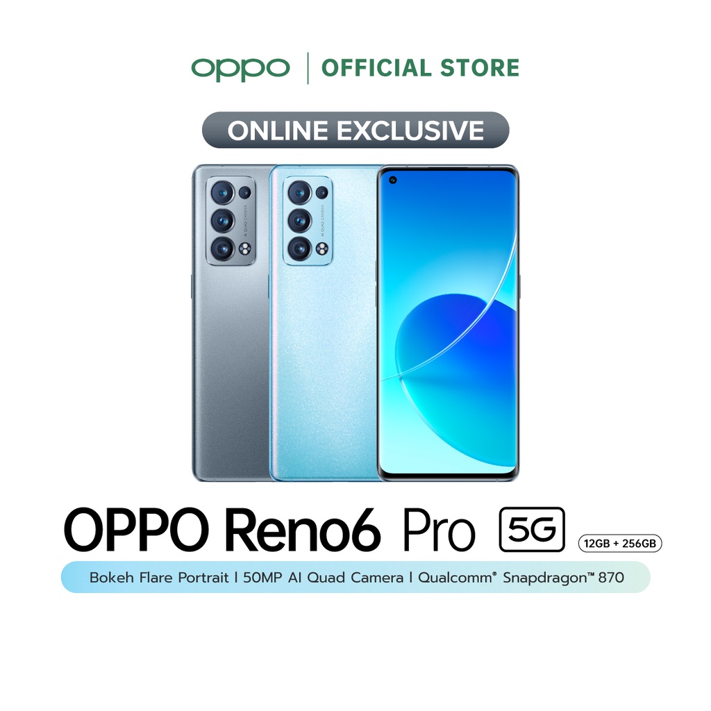 【Spot goods】 [Online Exclusive] OPPO Reno6 Pro 5G (12+256) | โทรศัพท์มือถือ  กล้องหลัง AI 50MP Sony IMX766 รับประกัน 12