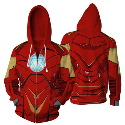 Iron Man Zipper Hoodie Tony Stark Coat Superhero Jacket 三维 พิมพ์แจ๊กเก็ต
