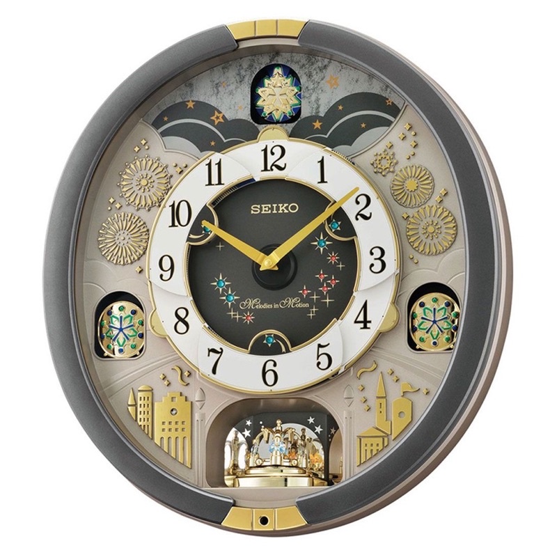 นาฬิกาแขวนผนัง ตัวเรือนพลาสติก SEIKO Melodies in Motion Swarovski Crystal Clock รุ่น QXM385N เคลื่อนตามจังหวะดนตรี