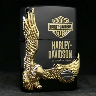 Zippo HDP-14 Harley Davidson -   Eagle (Black-Gold) ของแท้ รับประกันตลอดชีวิต