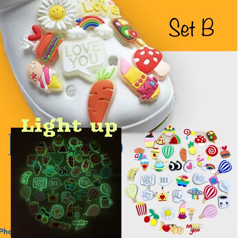 JBL - ตัวติดรองเท้ามีรู เรืองแสง B “ จุดไฟใส่เท้า ” shoe Charm “ light up ” เรืองแสง ในที่มืด jblu