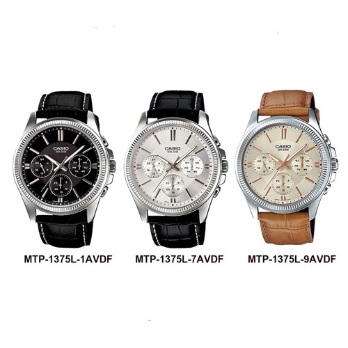 CASIO นาฬิกาข้อมือผู้ชาย สายหนัง สีดำ รุ่น MTP-1375L,MTP-1375L-1A,MTP-1375L-7A,MTP-1375L-9A