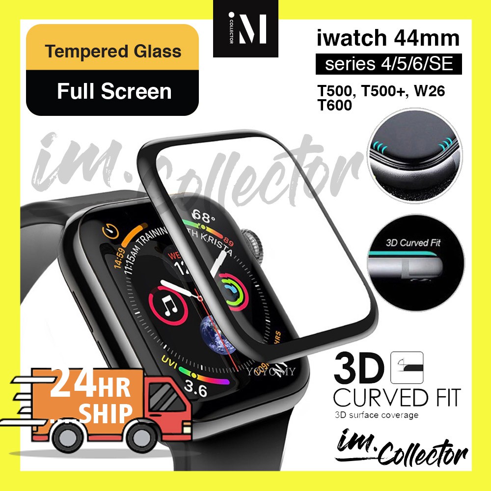 24HR เรือiwatch กระจกนิรภัยเต็มรูปแบบ 44 มม. Full Coverage Screen Protector T500 T500+