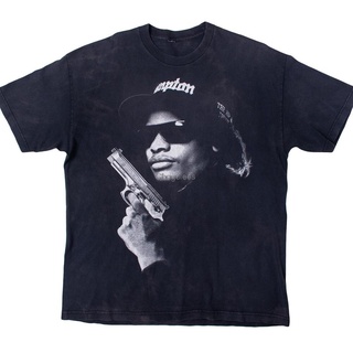 ผ้าฝ้ายคอกลมเสื้อเชิ้ต พิมพ์ลาย Eazy E All Over สไตล์วินเทจ ฮิปฮอป ทัวร์สเก็ต สตรีท สีดําfrom S-4XL