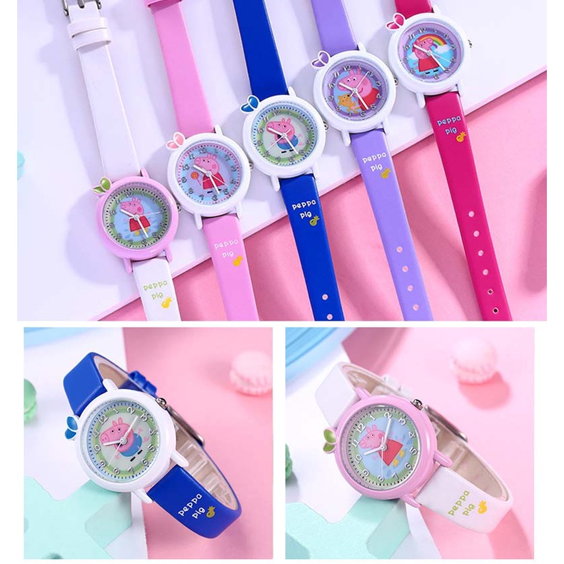 นาฬิกาข้อมือควอตซ์ กันน้ํา ลายการ์ตูน Peppa Pig ขนาด 30 เมตร สําหรับเด็ก