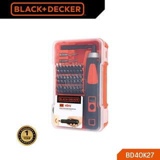 BLACK&amp;DECKER รุ่น BD40K27-B1 ไขควงไร้สายกำลังไฟ 4V พร้อมดอกไขควง 27ชิ้น สินค้ารับประกัน 1 ปี