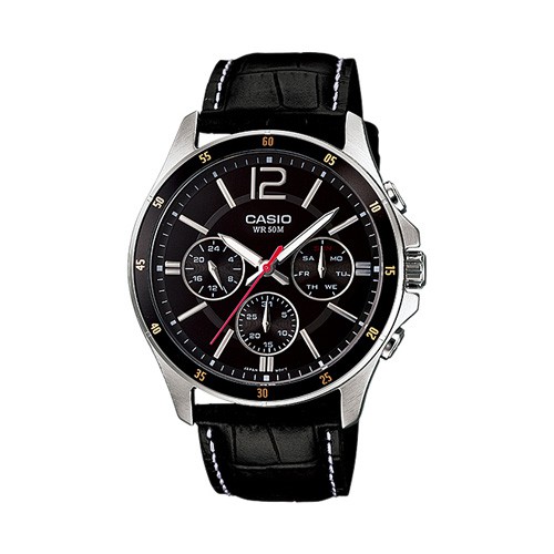 Casio นาฬิกาผู้ชาย สายหนังสีดำ Gent sport รุ่น MTP-1374L,MTP-1374L-1A,MTP-1374L-1AVDF