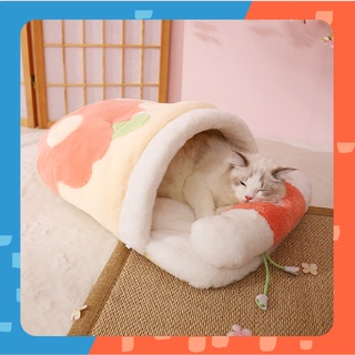 [🚚 พร้อมส่ง] รังนอนแมว พร้อมหมอน Sakura Cat Sleeping Bag ที่นอนแมว บ้านแมว รังนอน ถุงนอนแมว