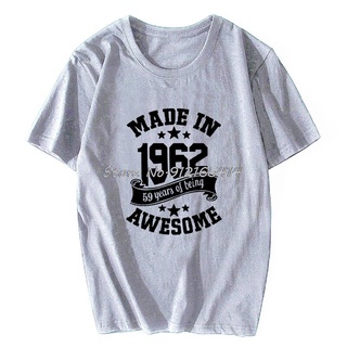 เสื้อยืดคอกลม แขนสั้น ผ้าฝ้าย พิมพ์ลาย Made In 1962 59 Years Awesome 59th Birthday สไตล์ฮิปฮอป สําหรับผู้ชาย คู่รัก