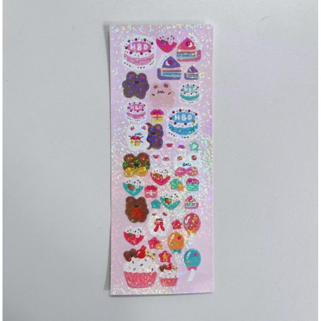 สติ๊กเกอร์หมี กระต่าย ไดคัท เคลือบโฮโลแกรม ใช้ติดโทรศัพท์ มือถือ ตกแต่งไดอารี่ สไตล์เกาหลี  Hologram Bear Sticker - รูปที่ 7