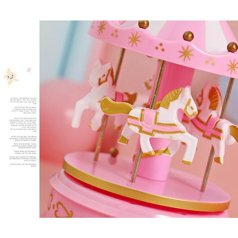 กล่องดนตรี ม้าหมุน Carousel Music Box มีไฟ มีเพลง หมุนได้ หีบเพลงม้าหมุนแต่งห้อง ของขวัญวันวาเลนไทน์ - รูปที่ 4
