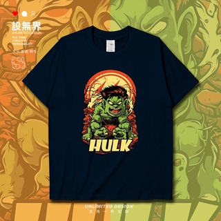เสื้อยืดแขนสั้น พิมพ์ลายการ์ตูนภาพยนตร์ Crazy Hulk Hulk สําหรับผู้ชาย และผู้หญิงSize S-5XL