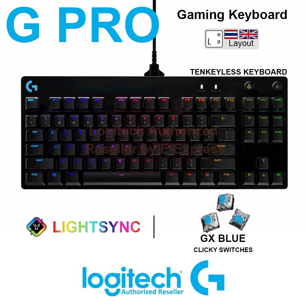 Logitech G PRO Gaming Keyboard แป้นพิมพ์ภาษาอังกฤษ/ภาษาไทย ของแท้ ประกันศูนย์ 2ปี