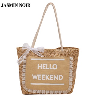 Jasmin Noir กระเป๋าสะพายไหล่กระเป๋าถือสําหรับสตรีขนาดใหญ่ปักลายลูกไม้ติดโบว์