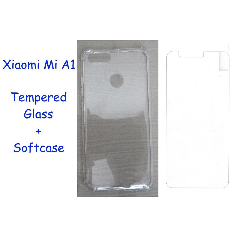 Xiaomi Mi A1 / 5X แพ็คเกจ (กระจกนิรภัยป้องกันรอยขีดข่วน + เคส MiA1 Anticrack Softcase)