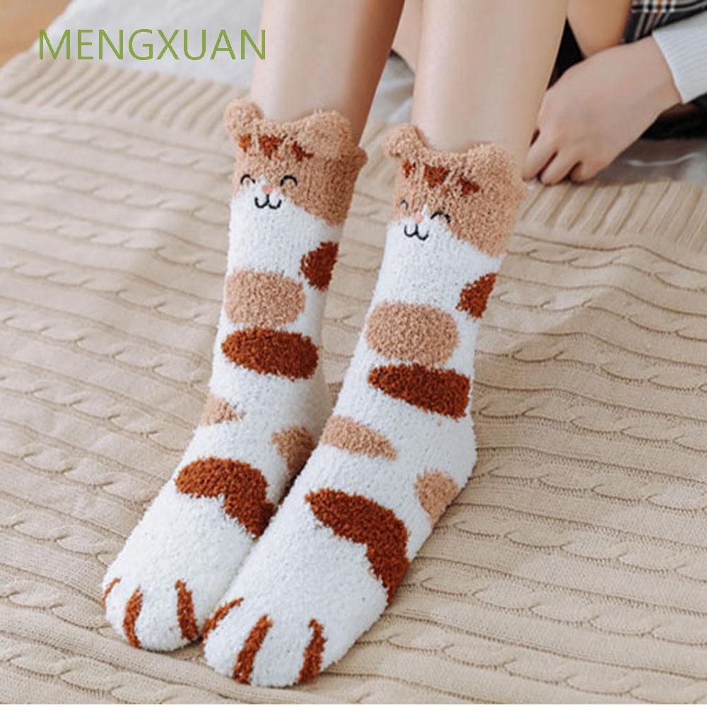 4 Pares De Calcetines De Peluche Para Mujer - Calcetines Térmicos De Invierno Con Diseño De Gatitos, Suaves Y Antideslizantes