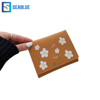 SEABLUES-กระเป๋าสตางค์แฟชั่น สไตล์เกาหลี หนังพียู สกรีนลายดอกไม้น่ารัก รุ่น JJ-8191 พร้อมส่งจากไทย