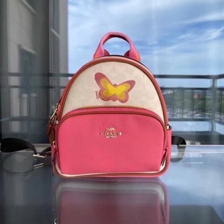 Coach Mini Court Backpack Pebble Leather w Radish