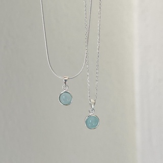 Yourdays/chalcedony necklace/สร้อยคอเงินแท้ห้อยจี้หินคาลซิโดนีสีฟ้า