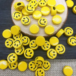 เม็ดละบาท ลูกปัดหน้ายิ้ม ลูกปัดยิ้ม ขนาด12 มิล  รูด้านข้าง Smiley beads