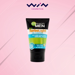 GARNIER Men Turbolight Oil Control Cooling Foam 100 ml. โฟมล้างหน้าสูตรเย็น