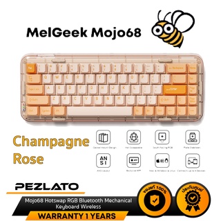 Melgeek Mojo68 Hotswap RGB Bluetooth Mechanical Keyboard Wireless (สี Champagne Rose)(คีย์ ENG)