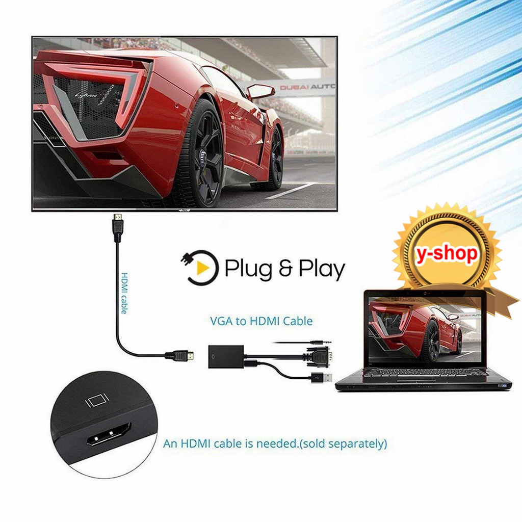 ตัวแปลงสัญญาณVGA TO HDTV 20cm with audio full hd มีเสียงด้วย  black *