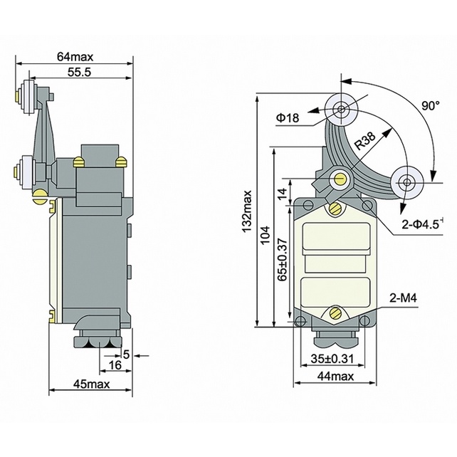 ลิมิตสวิทช์ Delixi JLXK1-111 /211/ 311 /411 /511 Limit Switch Rotary metal Roller Arm ลิมิตสวิทซ์ - รูปที่ 5