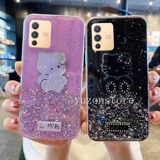 New Casing for VIVO V23 5G 2022 เคสโทรศัพท Starry Sky Glitter Bling Bling Phone Case Cute Cartoon Hello Kitty Phone Back Cover