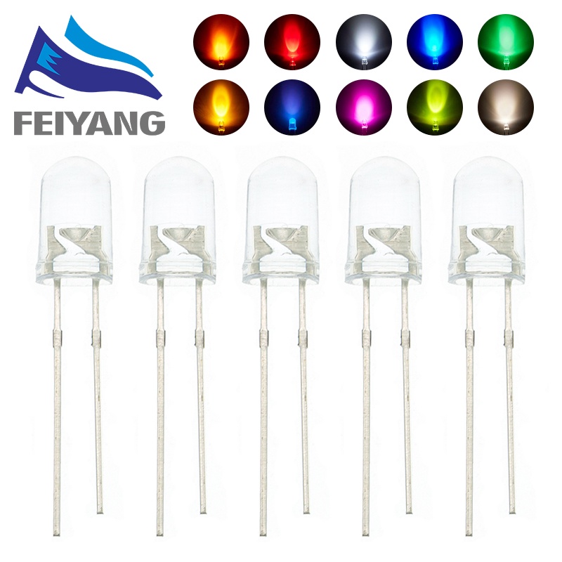 ชุดไดโอดเปล่งแสง LED 5 มม. 2V 3V PCB สีขาว/แดง/น้ําเงิน/เขียว/ม่วง/ส้ม/ชมพู 100 ชิ้น