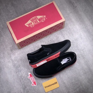 Vans slip on vault OG X WTAPS WTVUA รองเท้าหนังนิ่ม สีดํา สีส้ม