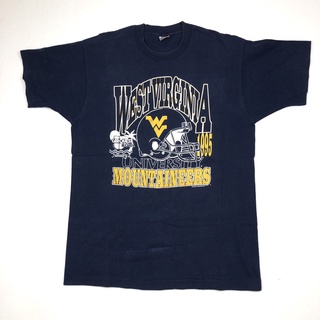 เสื้อยืดสีขาวเสื้อเชิ้ต ชามเดี่ยว ปักลาย West Virginia Mountaineer สไตล์วินเทจ ไซซ์ XL สําหรับผู้ชาย USAS-4XL