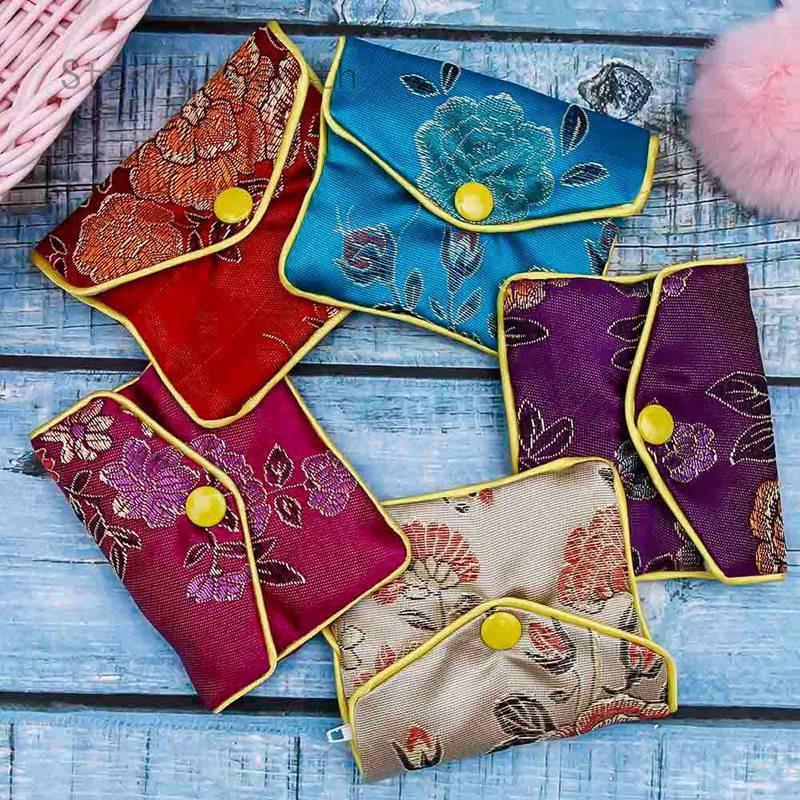 Hot New Various Colours Zipper Jewelry Gift Pouch Chinese style Silk Coin Purse