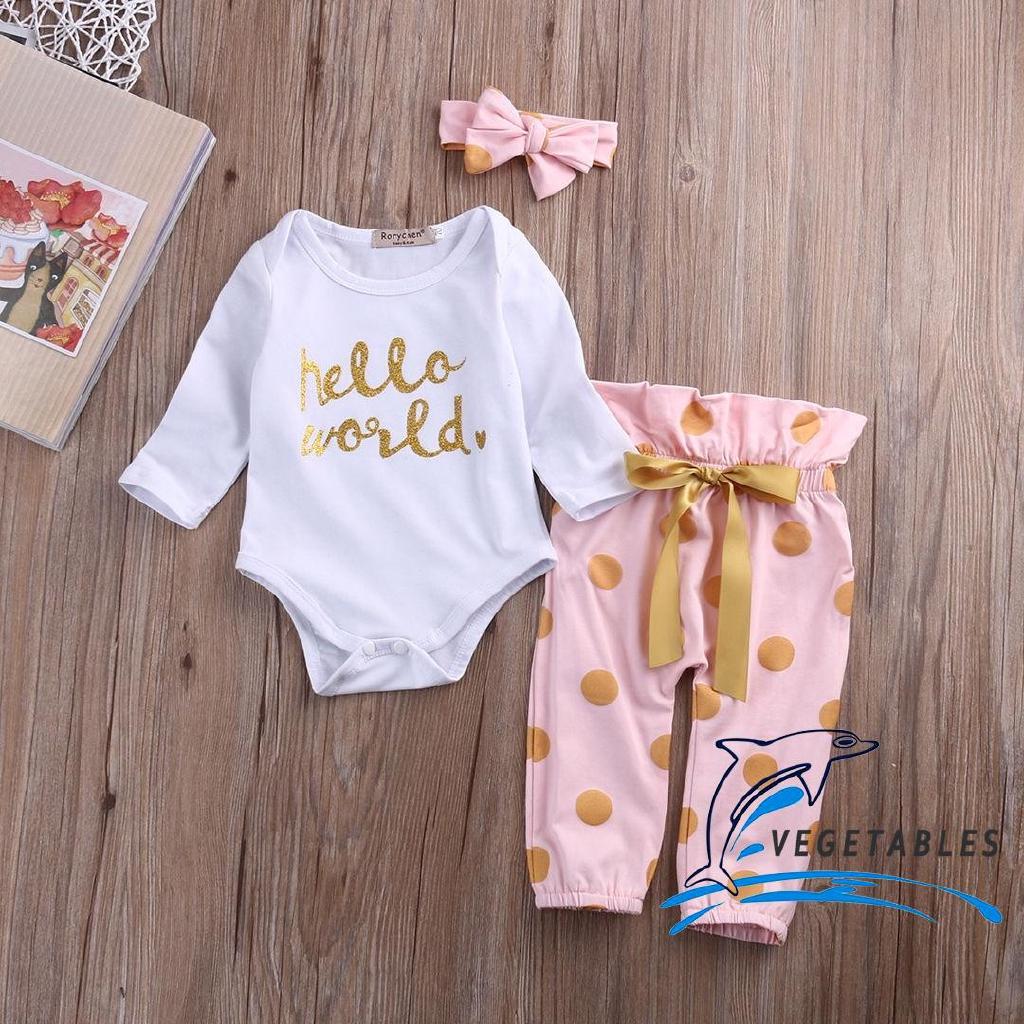 SVE-เด็กทารกแรกเกิดทารกทารก HELLO WORLD Romper Tops + ชุดเสื้อผ้า Bodysuit