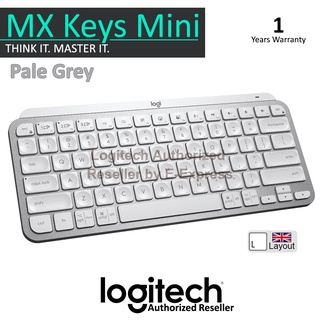 Logitech MX Keys Mini Wireless Keyboard Pale Grey คีย์บอร์ดแป้นภาษาอังกฤษสีเทา ของแท้ ประกันศูนย์ 1ปี