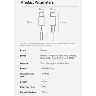 🔥ถูก/แท้🔥Baseus สายชาร์จ USB-C PD 100W QC4.0 E-Marker สายถัก ชาร์จเร็ว Type-C to Type C